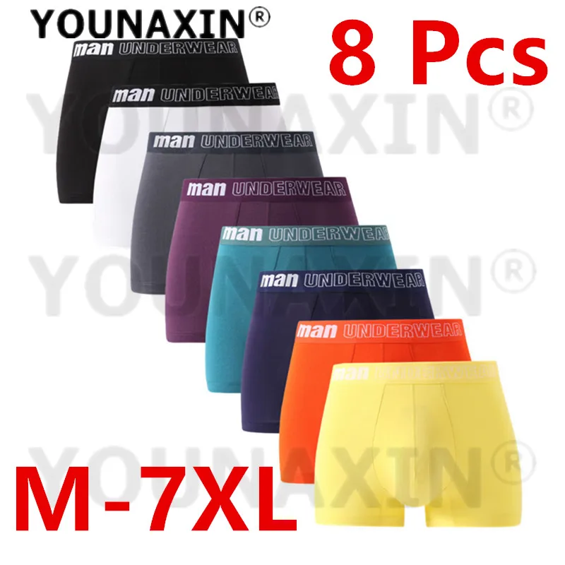 

8 Pcs Big Size Men Sexy Underwear Boxers Briefs Shorts Bamboo Fiber Underpants Boy Undies Couple Panties Large Knickers 6XL 7XL