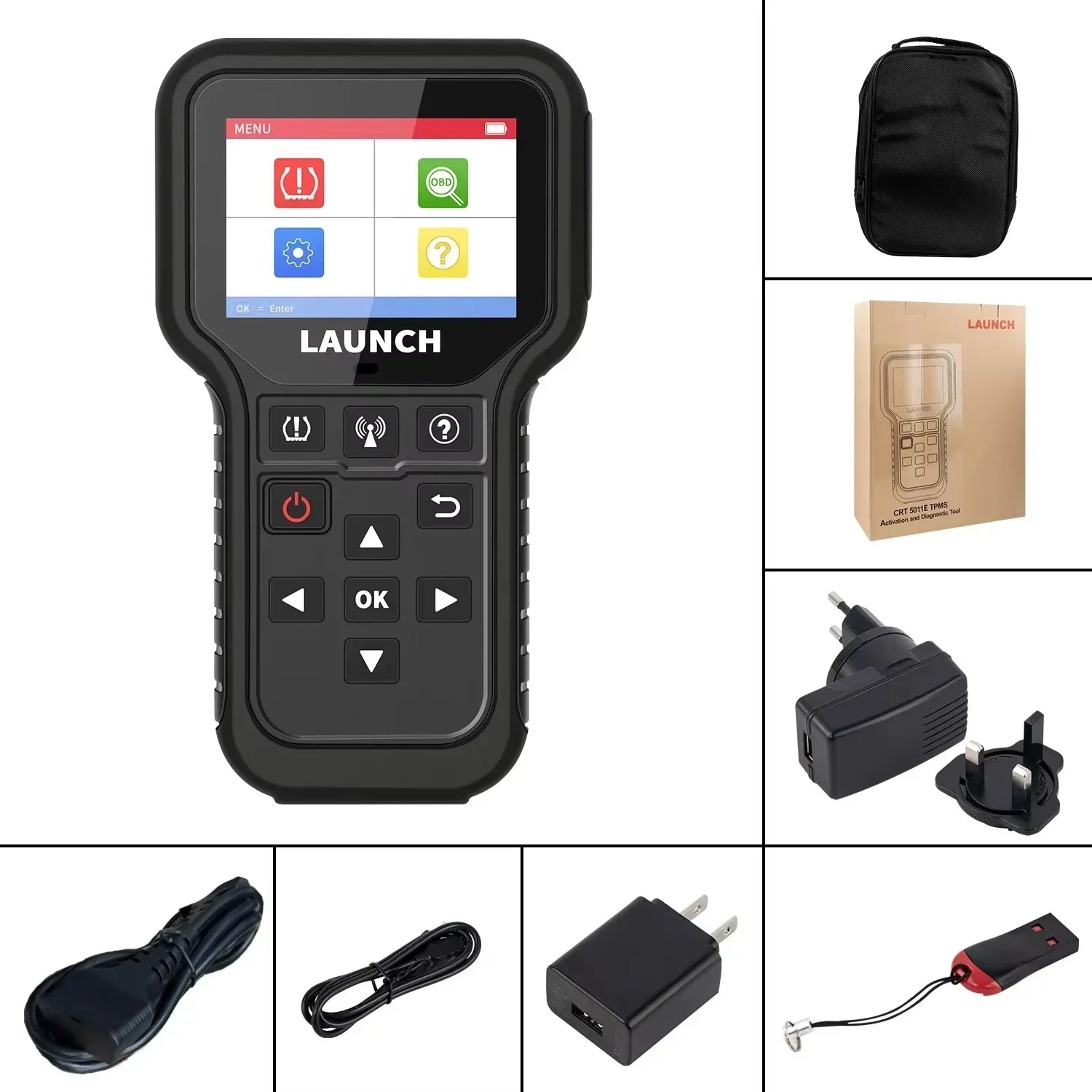 LAUNCH X431 CRT5011E TPMS Diagnostic Tool Tire Pressure 315MHz 433MHz Activation Sensor OBD Automatic Stationary Relearn Program