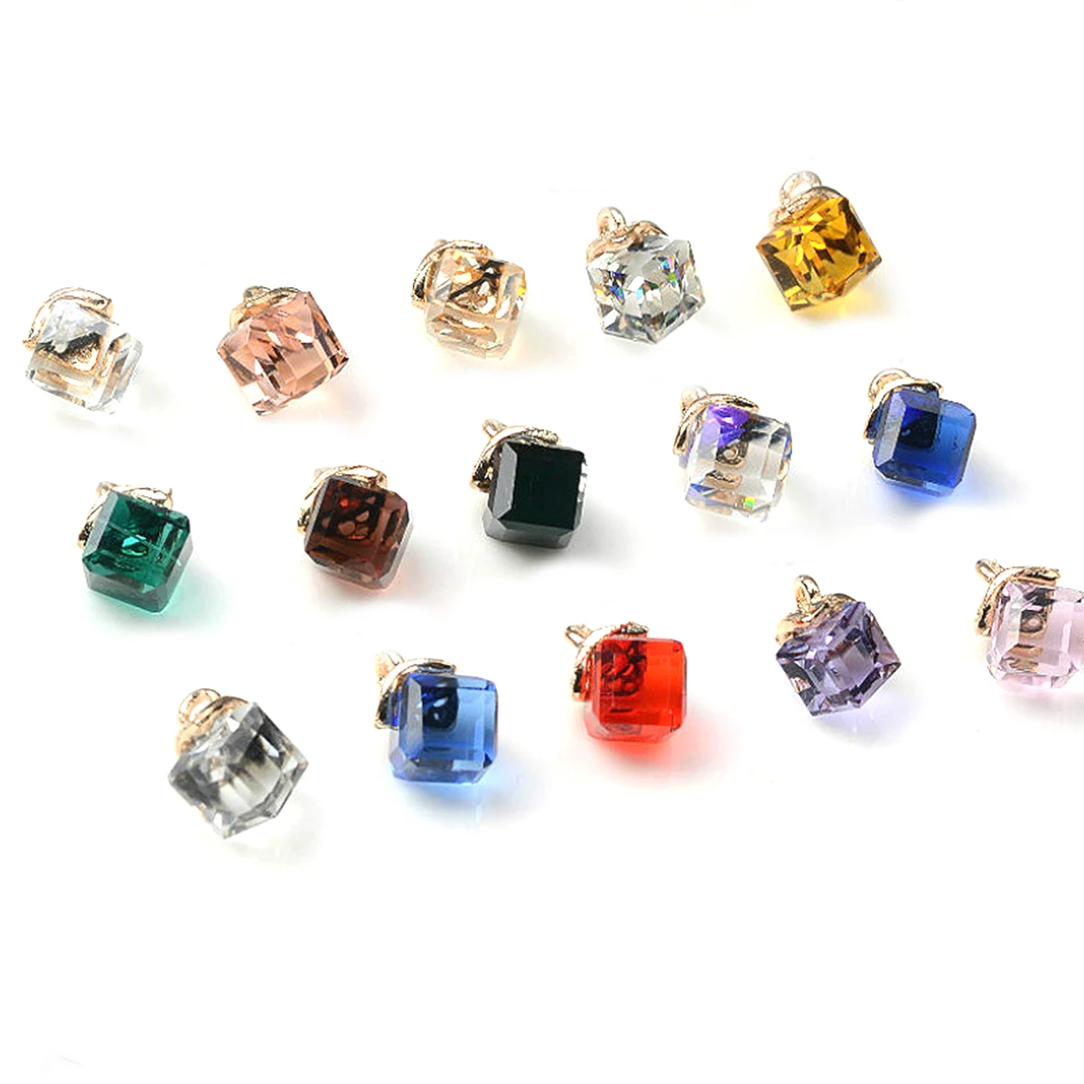 

20Pcs Crystal Pendants Mix Cubic Charms DIY Jewelry Making Necklace Earrings Keychain Bag Accessories Gift Craft Supplies