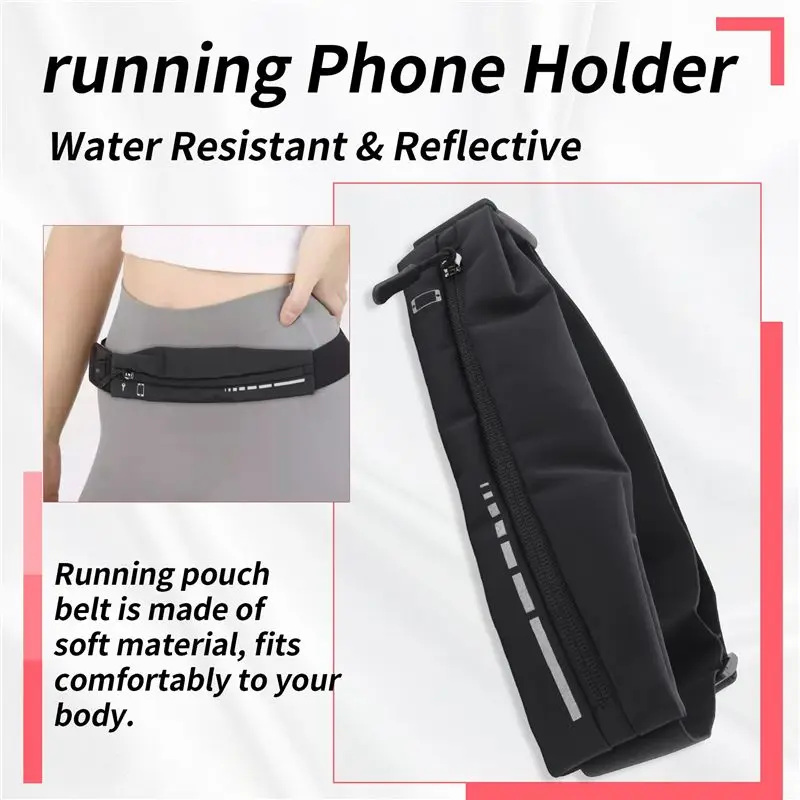 AEF6-Running Belt For Women Men Running Waist Pack Phone Holder Runners Pouch Gear For 12 11 Pro Max XS XR 8 7 Plus