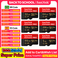 SanDisk Extreme PRO microSDXC UHS-I Memory Card V30 A2 Micro SD Card 32GB 64GB 128GB 256GB 512GB 1TB Up to 200Mb/s Flash TF Card