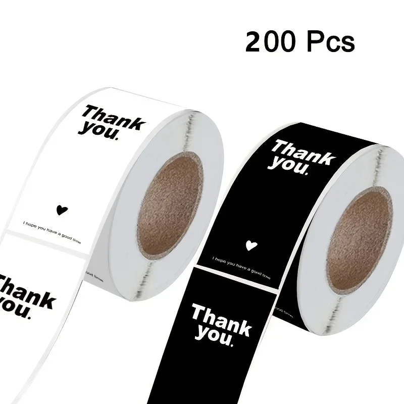 2 Rolls 200 Sheets Black And White Thank You Sealing Stickers, Gift Packaging Self-Adhesive Paper, Suitable for Gift Wrapping