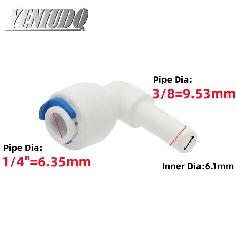 Reverse Osmosis 1/4 3/8 Hose Connection Quick Coupling Stem L Straight Tee RO Water Aquarium Plastic Joint Pipe Fitting