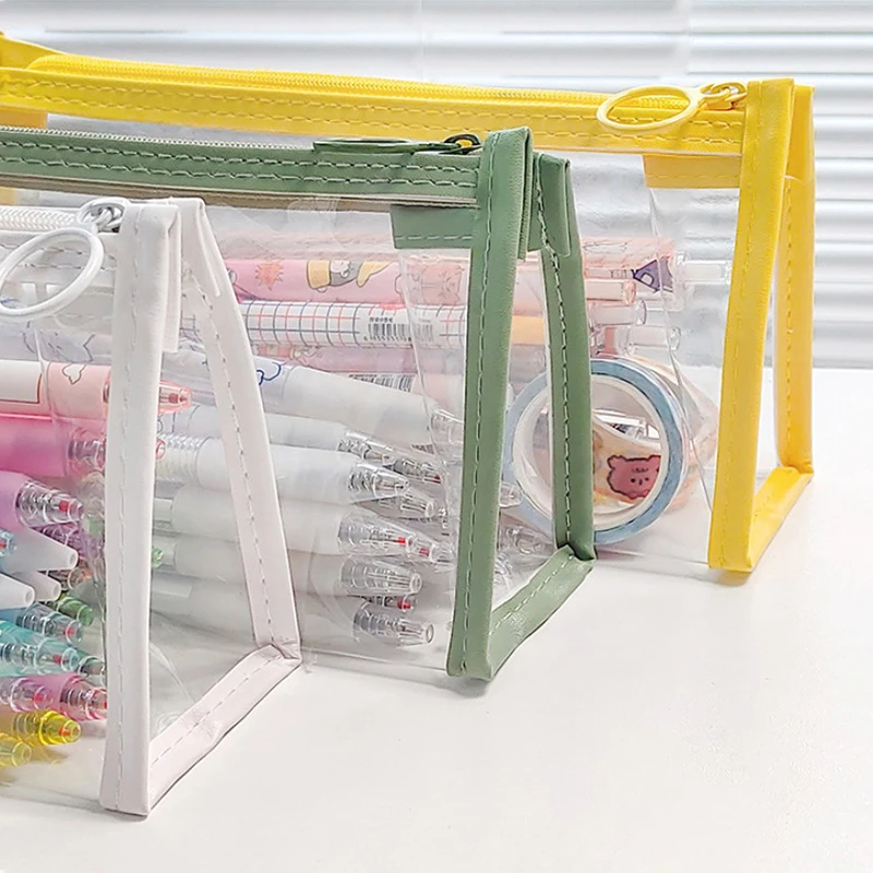 Student Transparent Pencil Box Colorful Transparent Storage Bag Children Girl Gift Office School Supplies Cute Pencil Box