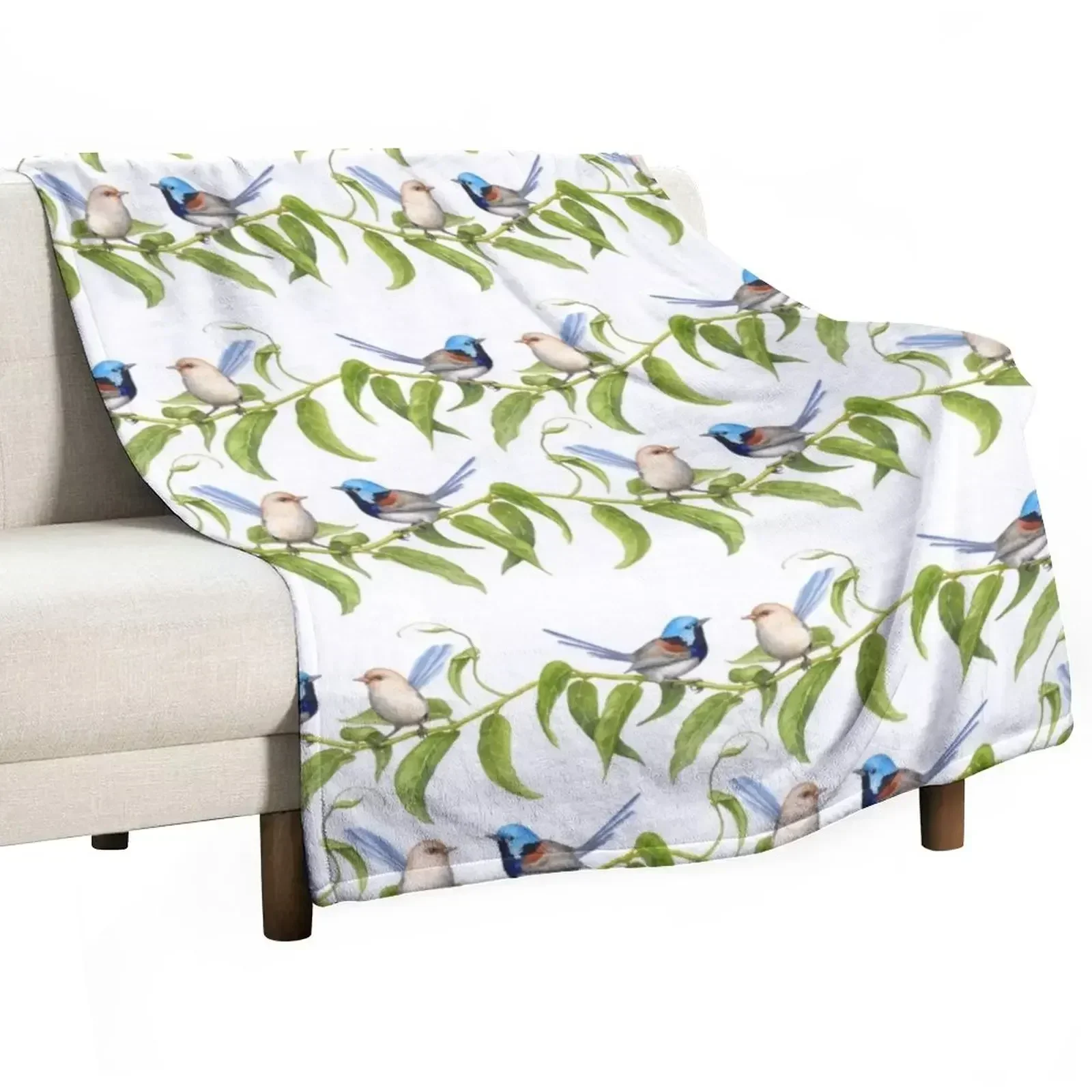 Variegated Fairy-Wrens - by Nadya Neklioudova Throw Blanket Custom Beach Blankets For Bed Shaggy Blankets