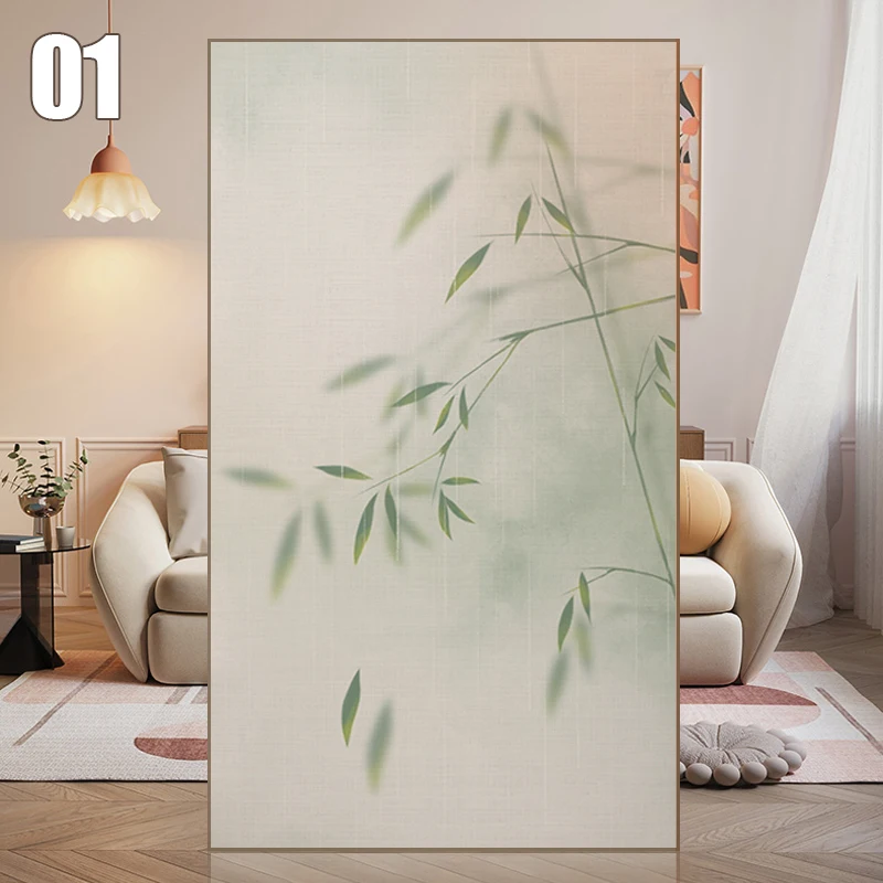 

Chinese Style Plum Blossom Window Film Static Cling Privacy Glass Sticker for Door Bathroom Home Decoration Bamboo Design