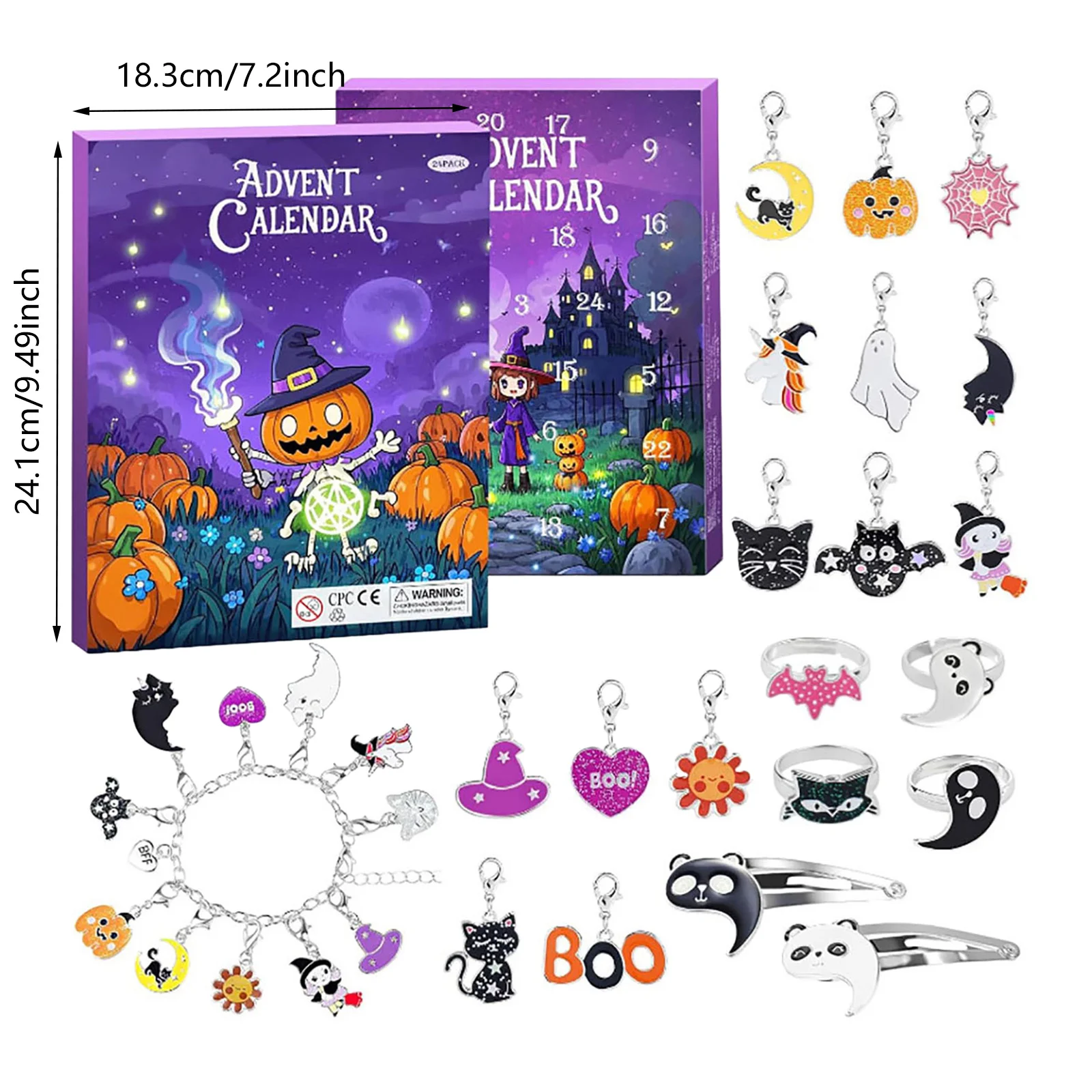 Couronne de batterie avec minuterie, calendrier de l'avent d'halloween 2025 pour filles et garçons avec 24 jours, calendrier de compte à rebours 365 détachable