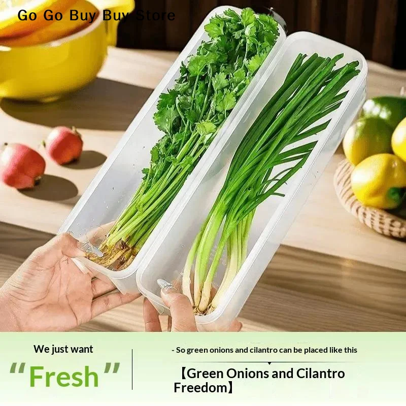 【S】Clear Plastic Fridge Herb Storage Container BPA Free Fresh Keeping For Storing Cilantro Scallions Vegetables Home Kitchen