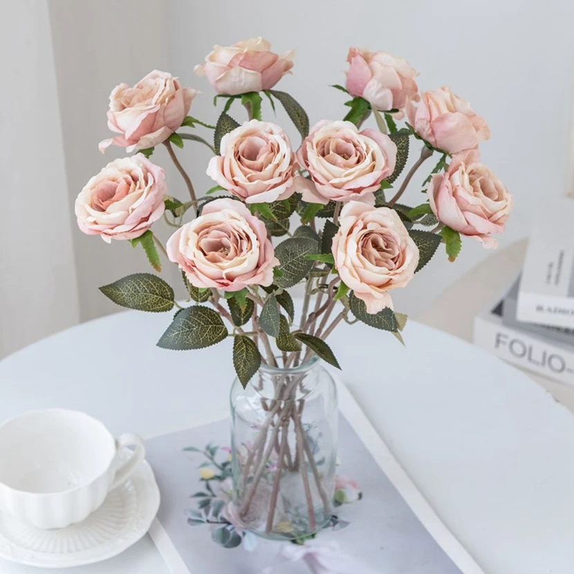1/3 Stück Künstliche Seidenrose Valentinstag Hochzeit Brautstrauß Heim Zimmer Outdoor Garten Bogen Kranz DIY Geschenk Dekoration