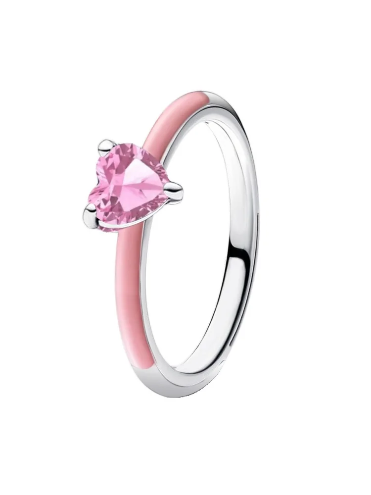 خاتم من الفضة الإسترليني عيار 925 بسيط كلاسيكي على شكل قلب الحب من الزركون للنساء لحفلات الذكرى السنوية مجوهرات راقية عالية الجودة #3