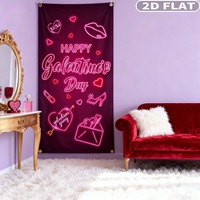 1pc Valentines Day Decor Door Cover, 3x6 FT Valentines Day Banner for Door Pink Happy Galentines Day Banner Polyester