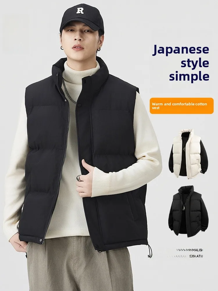 

Американский свободный удобный хлопковый жилет в стиле ретро с крутым воротником, универсальная верхняя одежда для пар, полиэстер