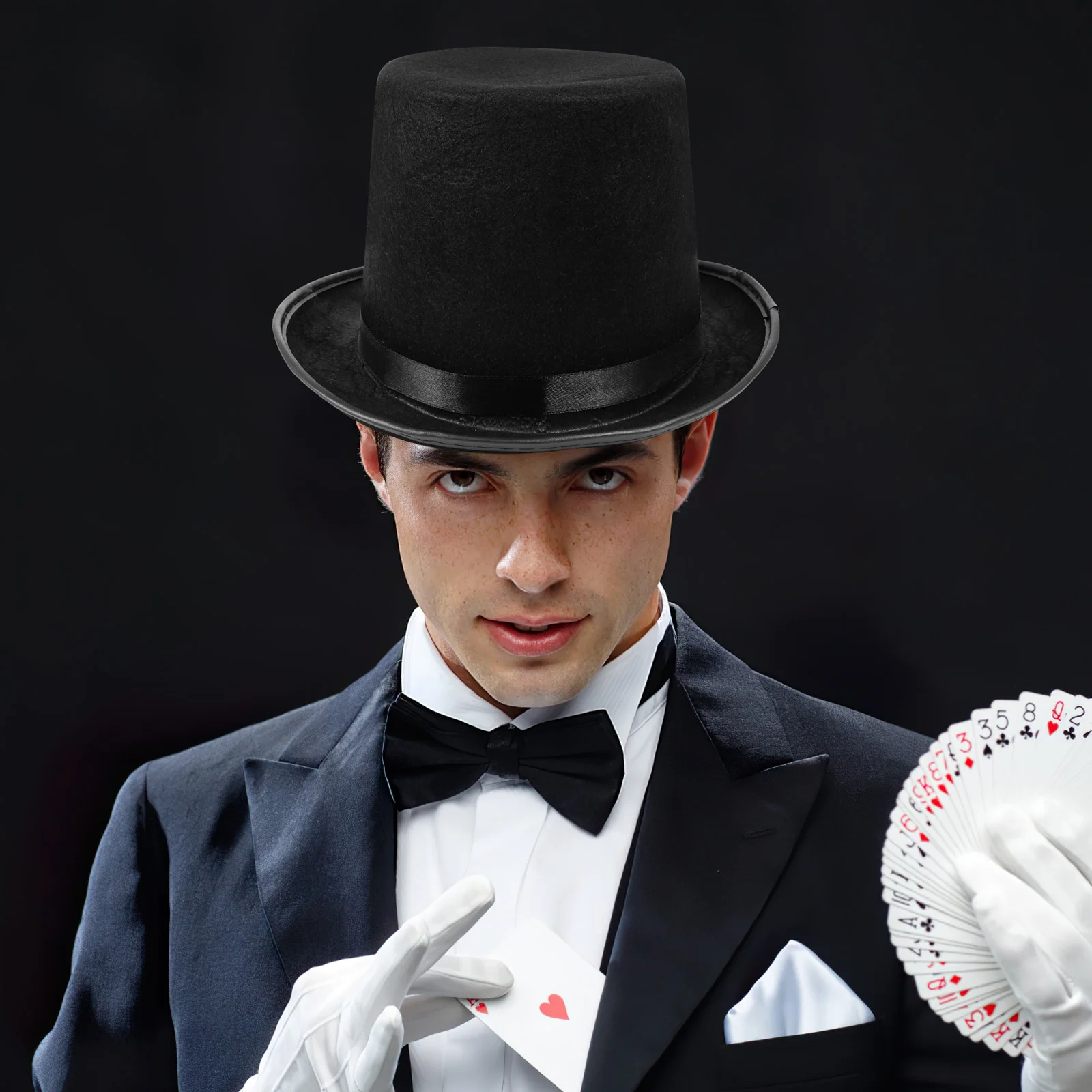 1 pcs Black Felt Magician Hat High Cover Halloween Party Costume Accessory Dress Up Props For Adults Festival Wear