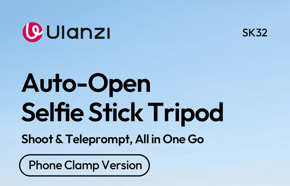 Ulanzi SK32 Auto-Open Selfie Stick Stativ (Handy-Klemm-Version) mit kabelloser Fernbedienung für Kamera, Handy, Selfie, Vlog, Fotografie – Detail 1