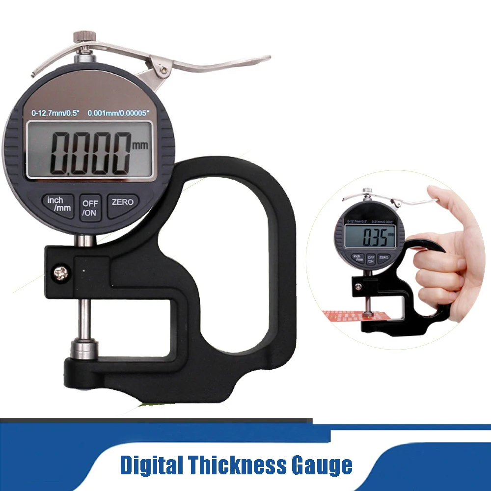 

0.01mm / 0.001mm Electronic Percentage Thickness Meter Digital Thickness Gauge 0.01-12.7mm Range Micrometer Thickness Gauge