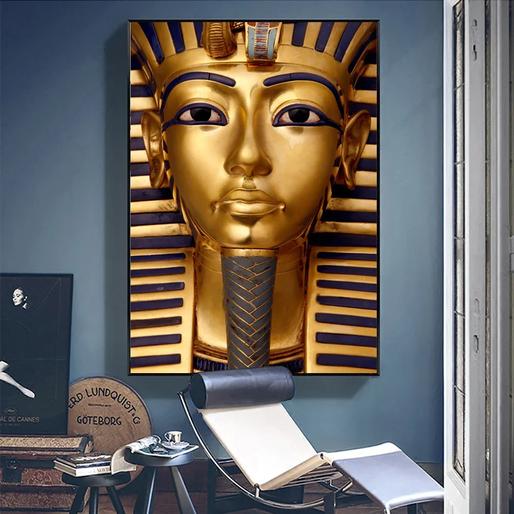 Golden Mask Tutankhamun Poster Ancient Egypt Pharaoh Canvas Painting Luxury Wall Art Decor