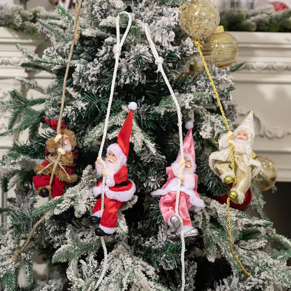 

1Pc 60*8cm Christmas Decorations Santa Claus Climbing Doll Claus Santa Pendant Rope Resin Pendant A8A8