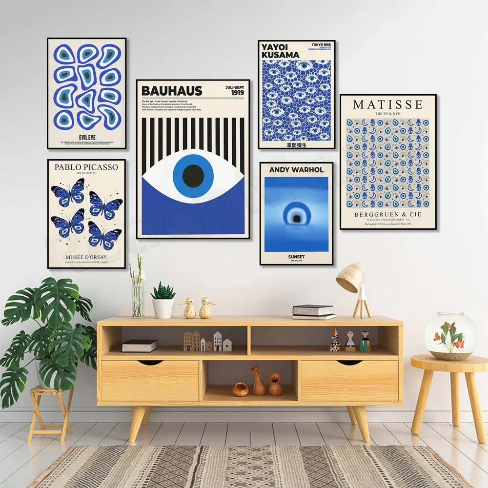 Evil Eye Prints, Museum Posters, Picasso Prints, Matisse Print Sets, Yayoi Kusama Posters, Abstract Art, Boho Wall Art,