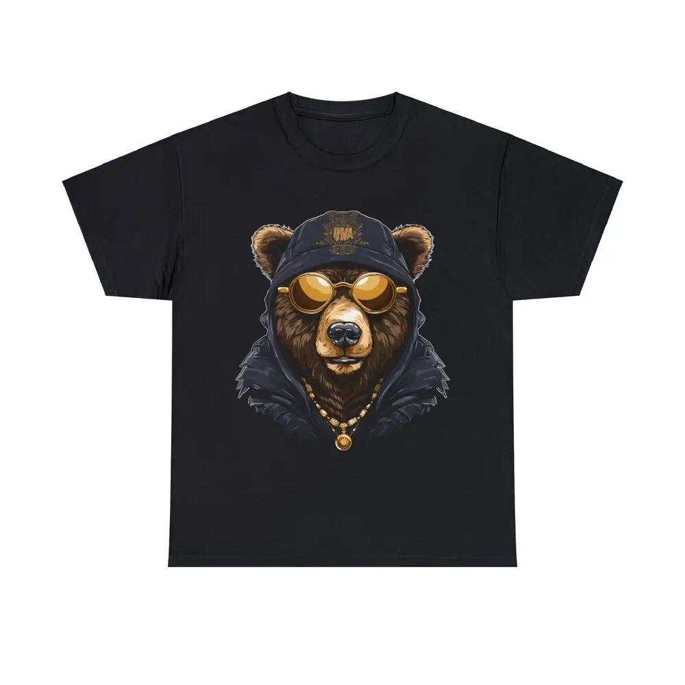 Bear Bad Boy Wearing Yellow Glasses Hip Hop Style Unisex T-shirt Cotton Luxury brand vintage oversized