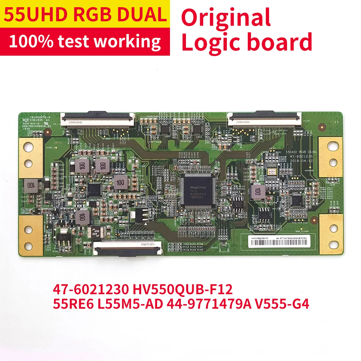 

Original Test Work 55UHD RGB DUAL Logic Board for 47-6021230 HV550QUB-F12 55RE6 L55M5-AD 44-9771479A V555-G4 T-con Board