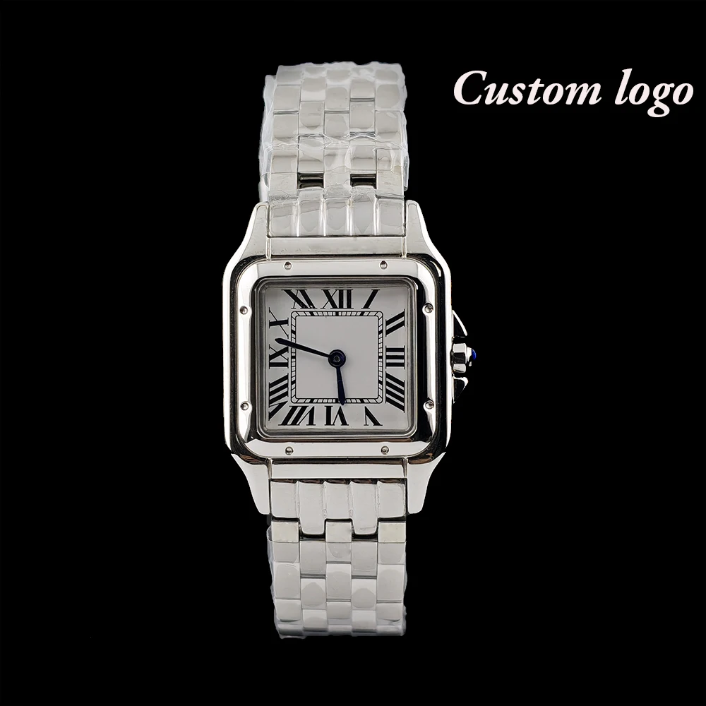 New Luxury Watch Customized Logo Square Watch Stainless Steel Folding Buckle Quartz Movement Watch