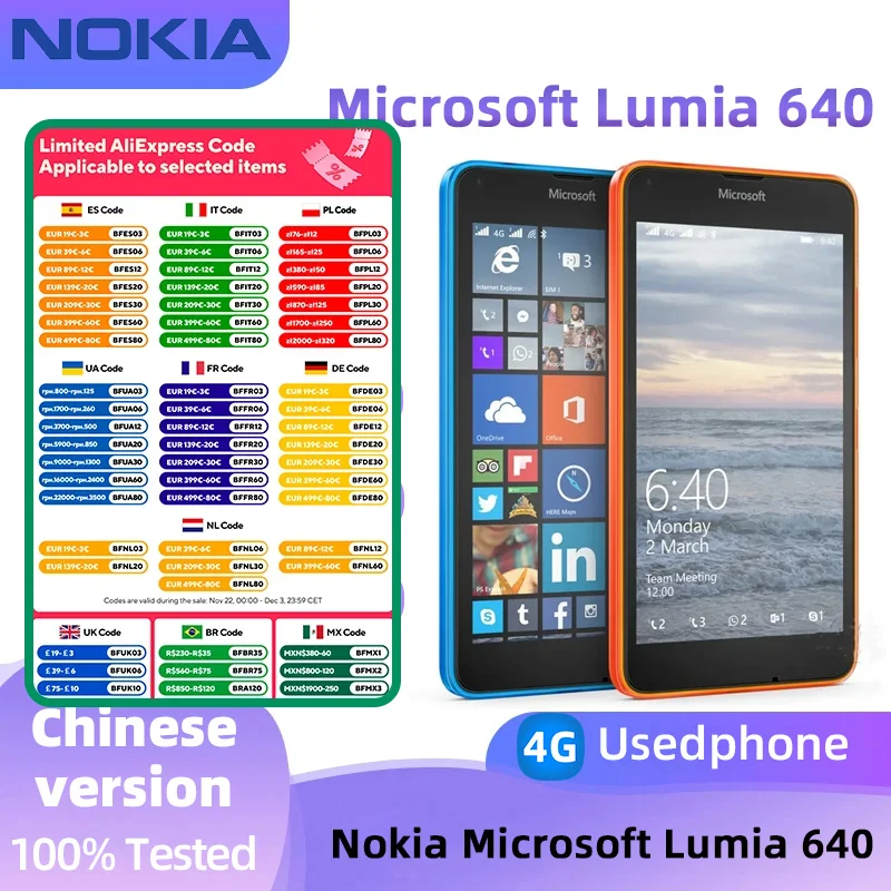 Nokia Microsoft Lumia 640 XL 4G SmartPhone CPU Qualcomm Snapdragon 400  13MP Cameraoriginal used phone