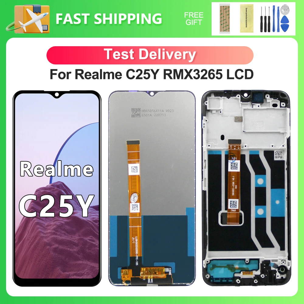 For OPPO OEM 6.5''Realme C25Y For RealmeC25Y RMX3265 RMX3268 RMX326 LCD Display Touch Screen Digitizer Assembly Replacement