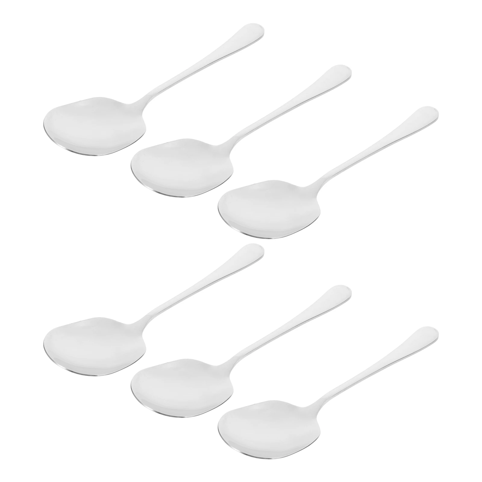 

6pcs Stainless Steel Serving Large 8.3 Inch Long Handle Soup Spoons Dishwasher Safe For Kitchen Banquets Buffet Catering