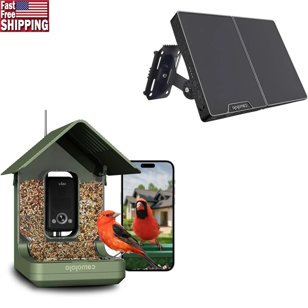 

Hibird Bird Feeder Camera 4K Video 32MP Photos WiFi AI Night Vision Solar Panel Battery Waterproof IP66 Live Streaming