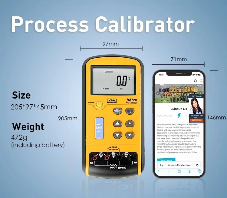 for VA720 RTD Calibrator Selectable 7 Types Temperature Resolution Calibration Meter Electronic Power Battery Use