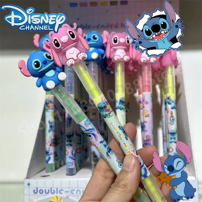 New Disney Stitch Double Head Highlighter Emphasis Marker Doodle Pen Kids Drawing GraffitiStudent School Supplies Gifts children