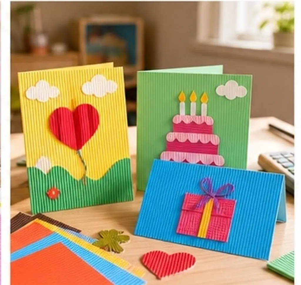 40 Pcs Color Corrugated Paper Scrapbook Supplies Craft for Construction DIY