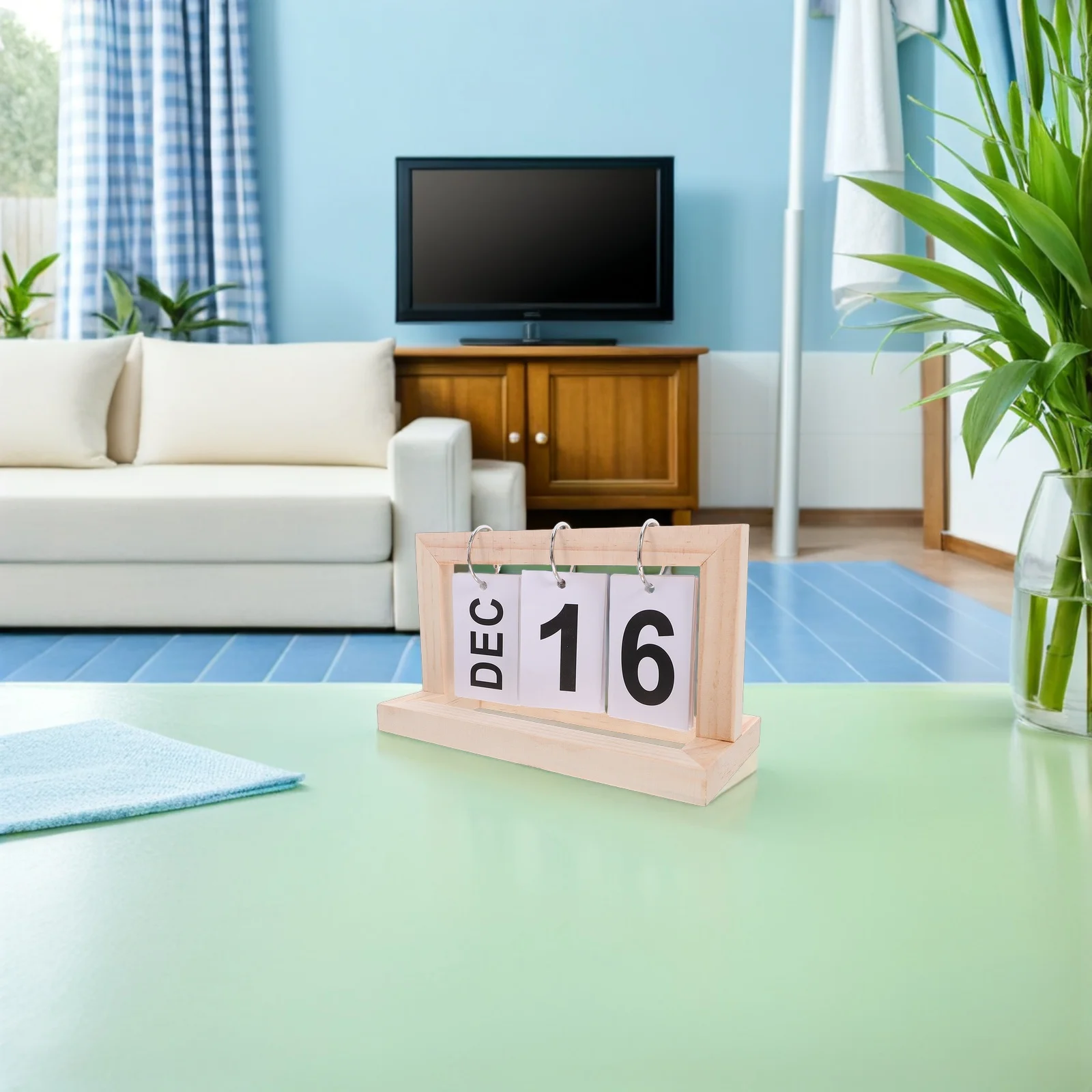 

Perpetual Rustic Flip Calendar Wooden Desk Large Display Daily Farmhouse Home Decoration Wood Perpetual Calendar