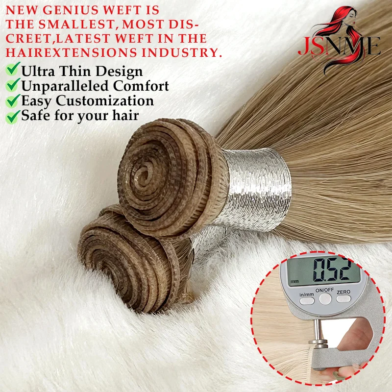 JSNME Genius Wefts Extensions Really Human Hair Weft Bundles Sew In weaving Extensions Brown Blonde 613 Can Curly For Woman