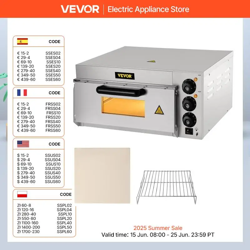 Vevor kommerziellen elektrischen Pizza ofen 14 "Single Deck Layer 110-1300w/220v-2000w und Regal Mehrzweck-Pizza bäcker