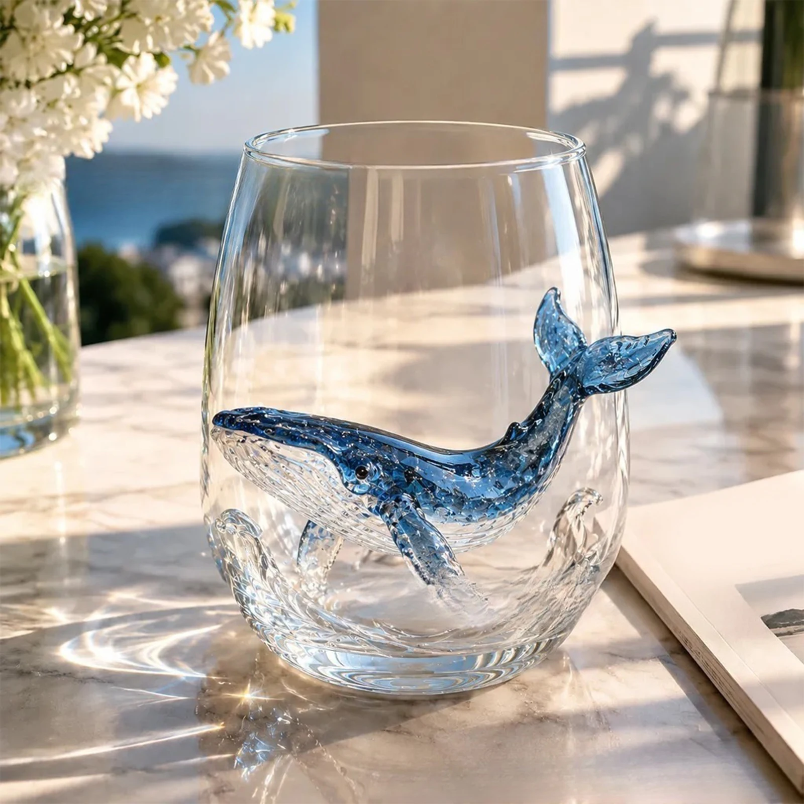 Handcrafted Marine Animal Bar Glass Home Decor Novelty Drinking Glass Sea Monster Whiskey Glasses for Coastal Ocean Lovers