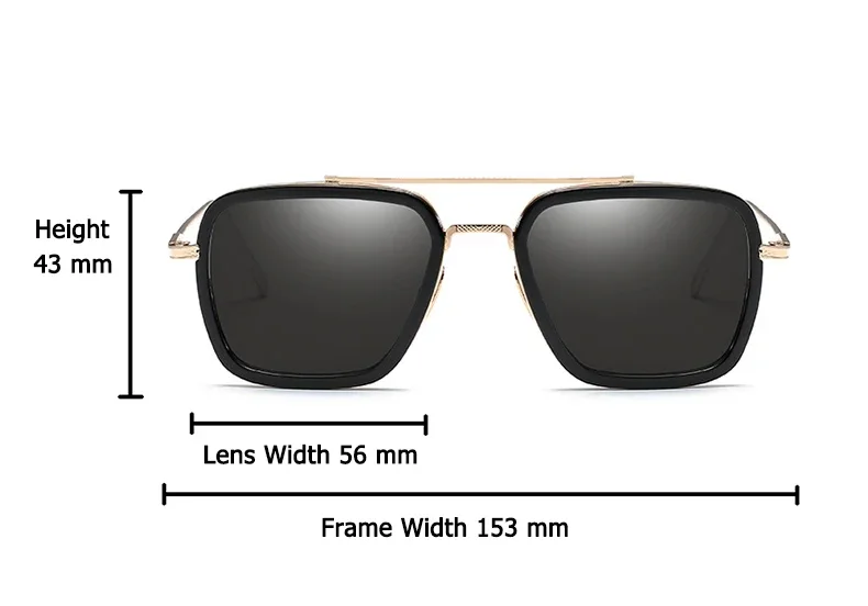 Modische Avengers Tony Stark Flugstil-Sonnenbrille Eckige Edith-Sonnenbrille – Detail 4