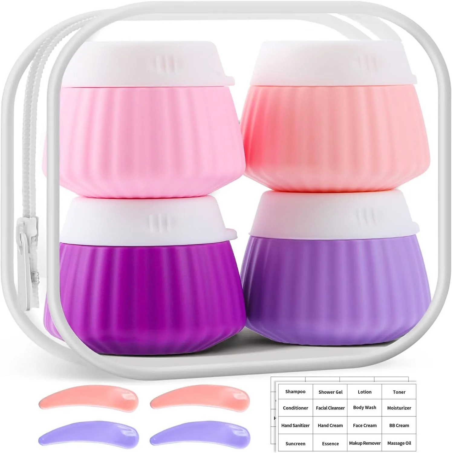 4 قطعة 40 مللي سيليكون زجاجات السفر اكسسوارات المحمولة BPA الحرة مانعة للتسرب للعصر حجم الحاويات مجموعات أساسيات السفر