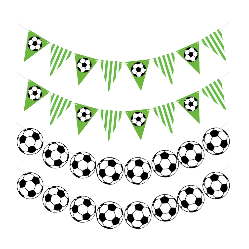 

4pcs Pennant Banner Football Soccer Ball Party Decorations Flags Party Decorations Birthday Supplies Triangle Sports Theme