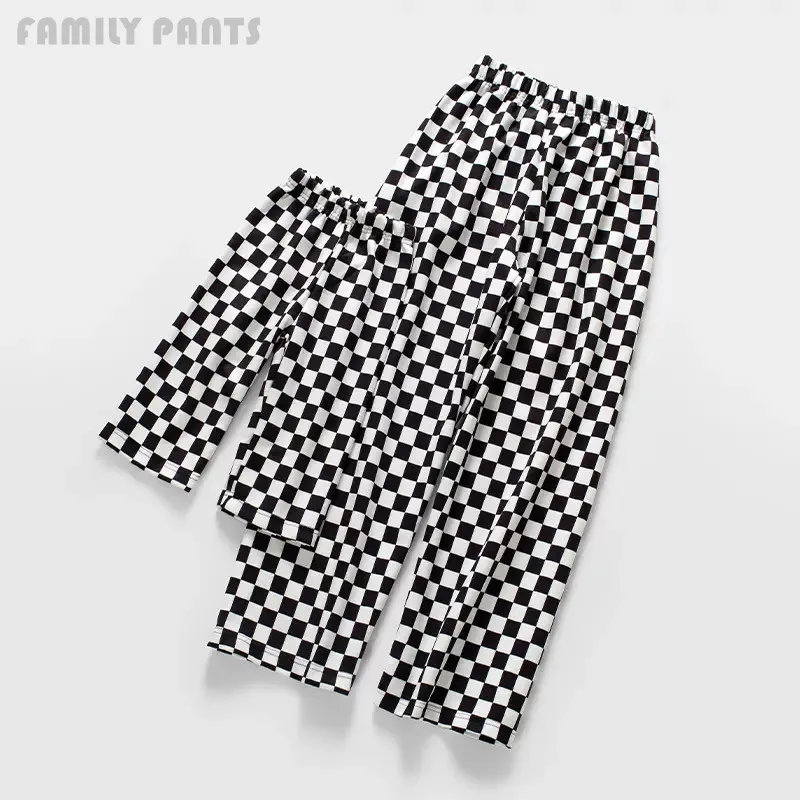 Parent-Child Clothes For a Family Of Four 2022 Mom Dad And Son Daughter Matching Pants Fashion Children Boy Girl Plaid Trousers