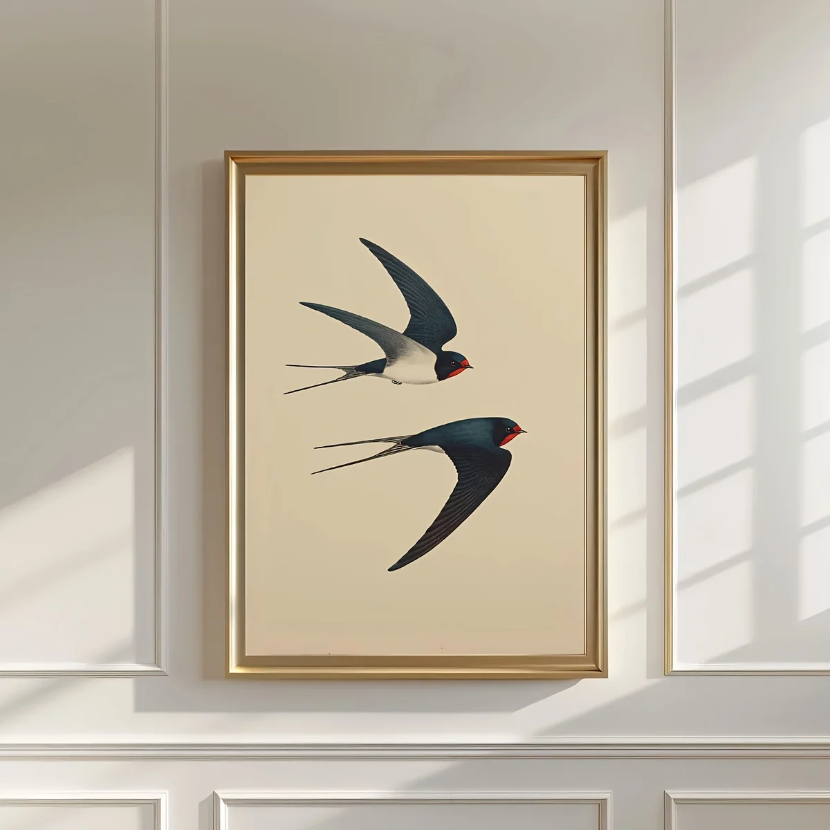 2D Flat, 2D Flat, 1pc Frameless Retro Swallow Art Poster, Classic Bird Swallow Art Canvas Painting, Creative Wall Art, Birthd