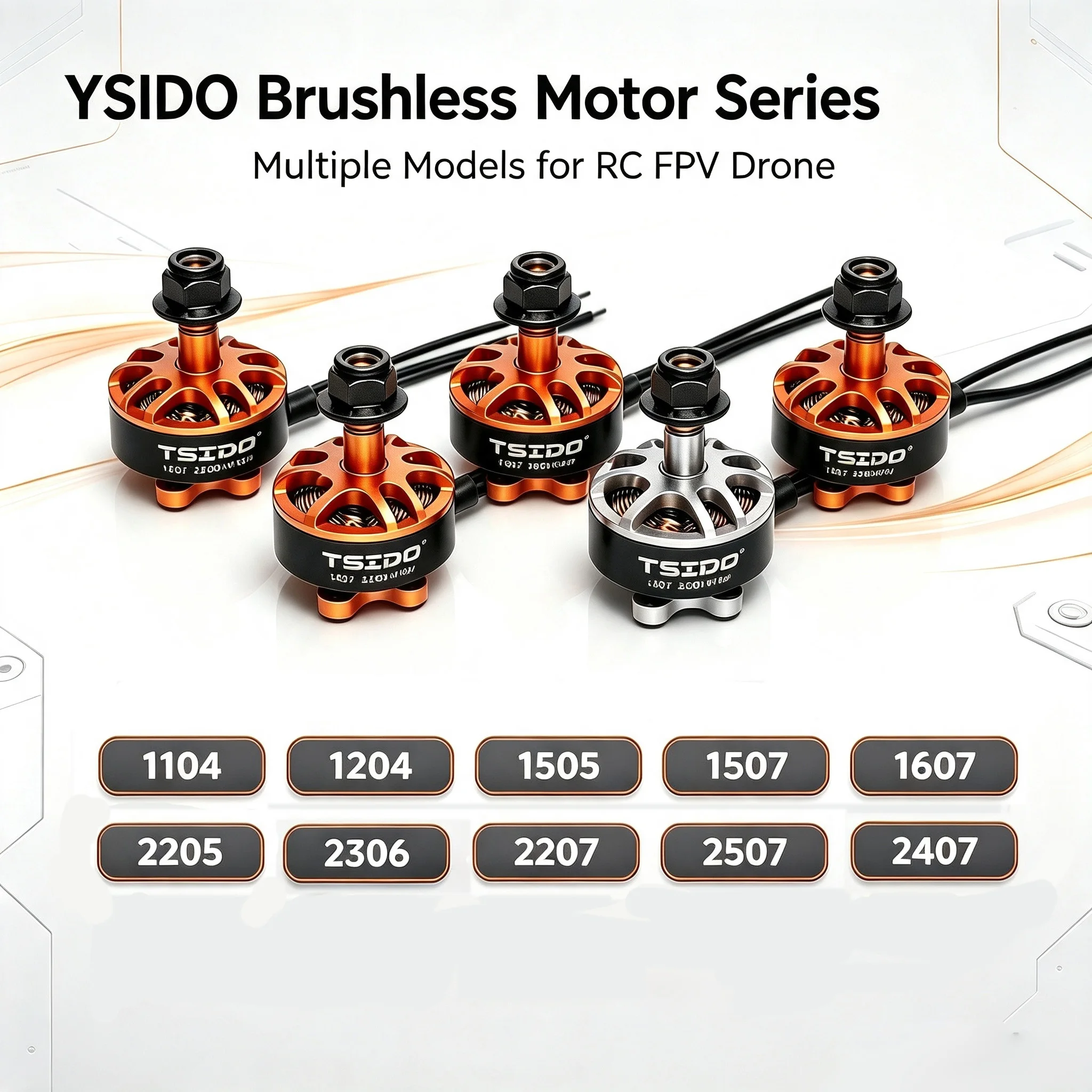 YSIDO 1104 1204 1505 1507 1607 2205 2206 2207 2306 2407 2507 Bürstenloser Motor für RC FPV Freestyle Racing Drohne Ersatzteile