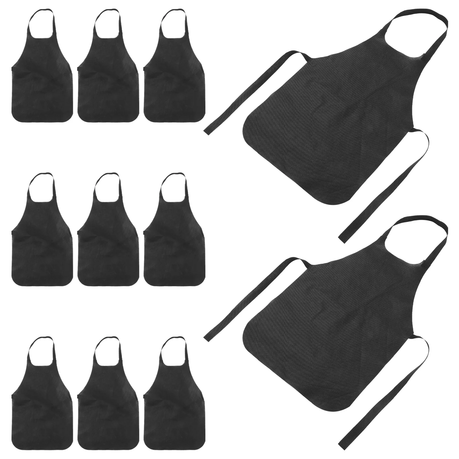 11 Pcs Women's Overalls Disposable Apron Non-woven Thickened Aprons for Cooking Shampoo Black