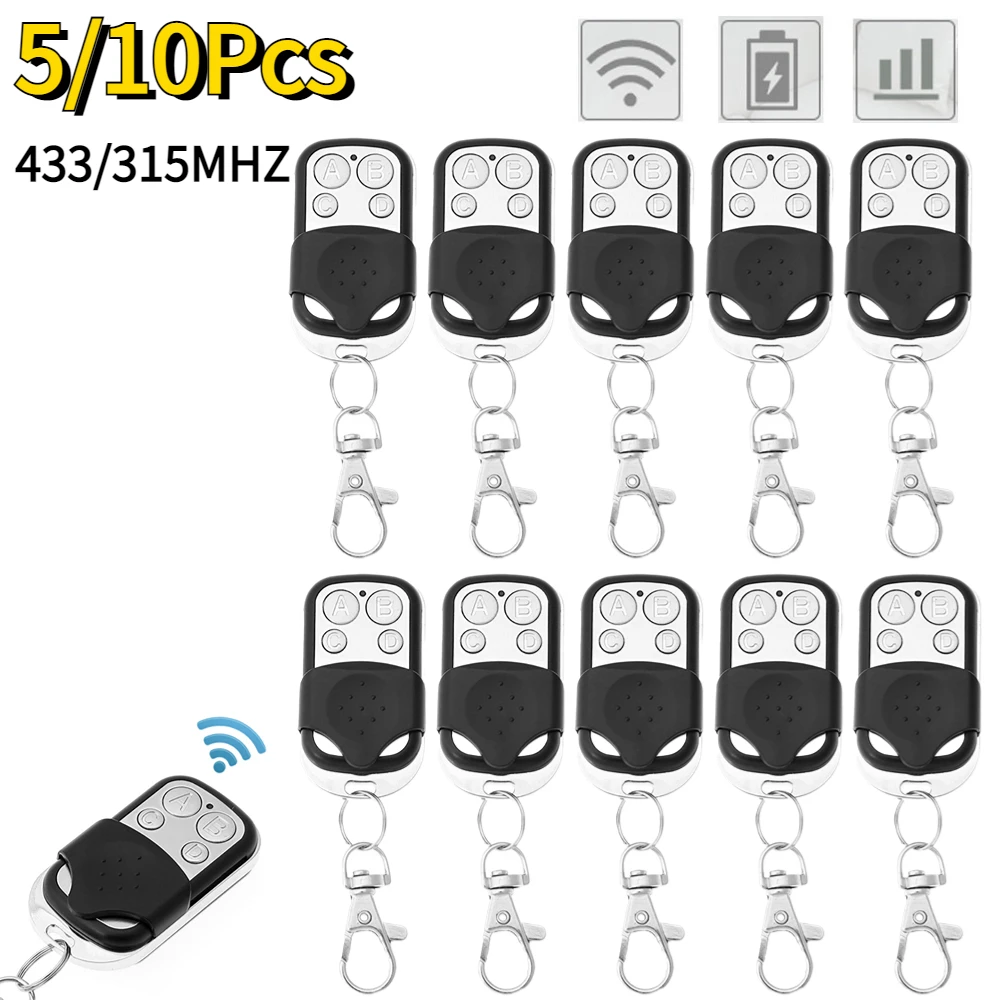 5/10Pcs 433/315MHz Electronic Gate Control Duplicator Remote Control 4CH Key Garage Door Gate Opener Remote Control Duplicators