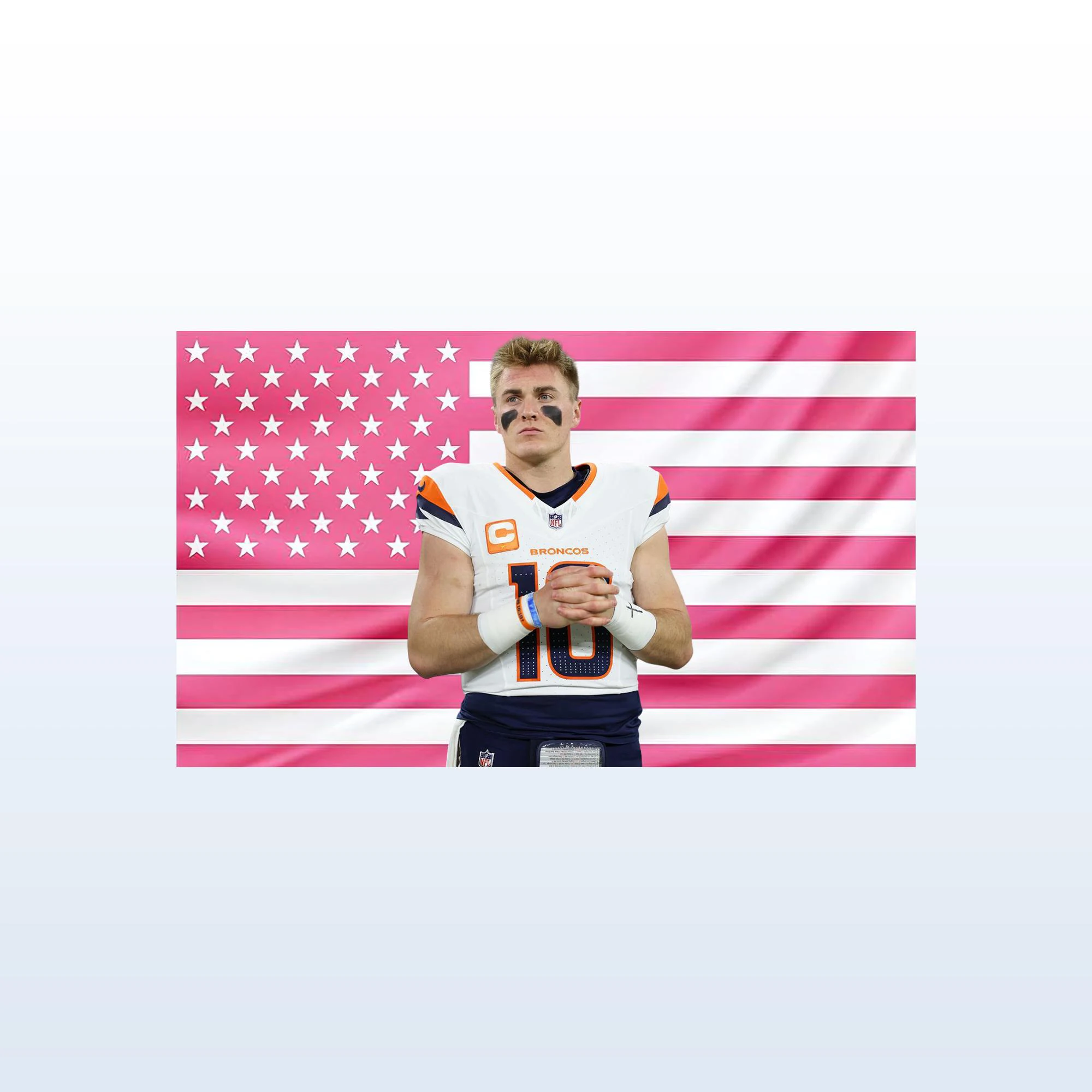Bo Nix Pink USA Flag | Hot QB Football Tapestry | Denver Quarterback Room Decor | Aesthetic Sports Wall Art for Fans