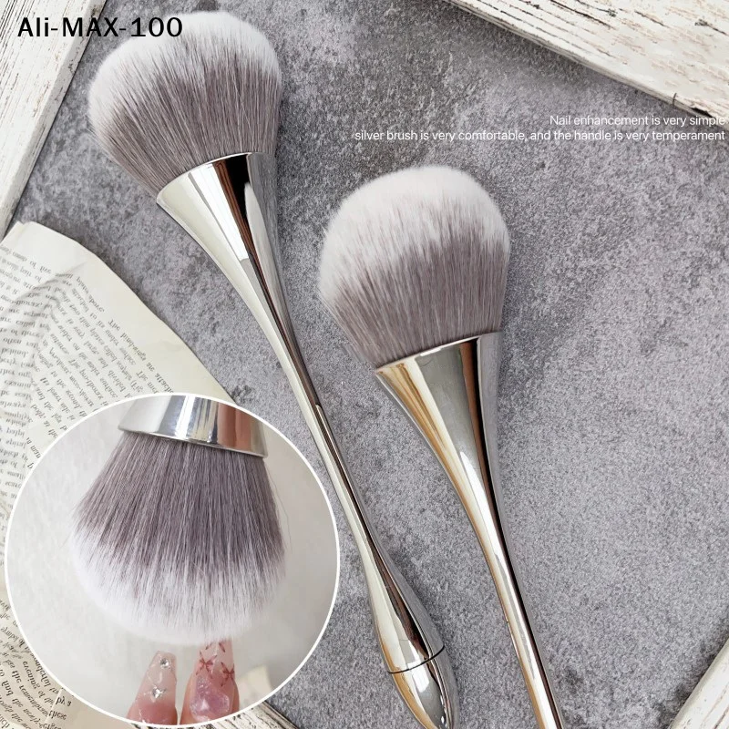 

【AyS】Nail Brush For Manicure Art Soft Big Head Gel Polishing Dust Cleaning Brushes Silver Nail Art Brush Nail Accessories Tools
