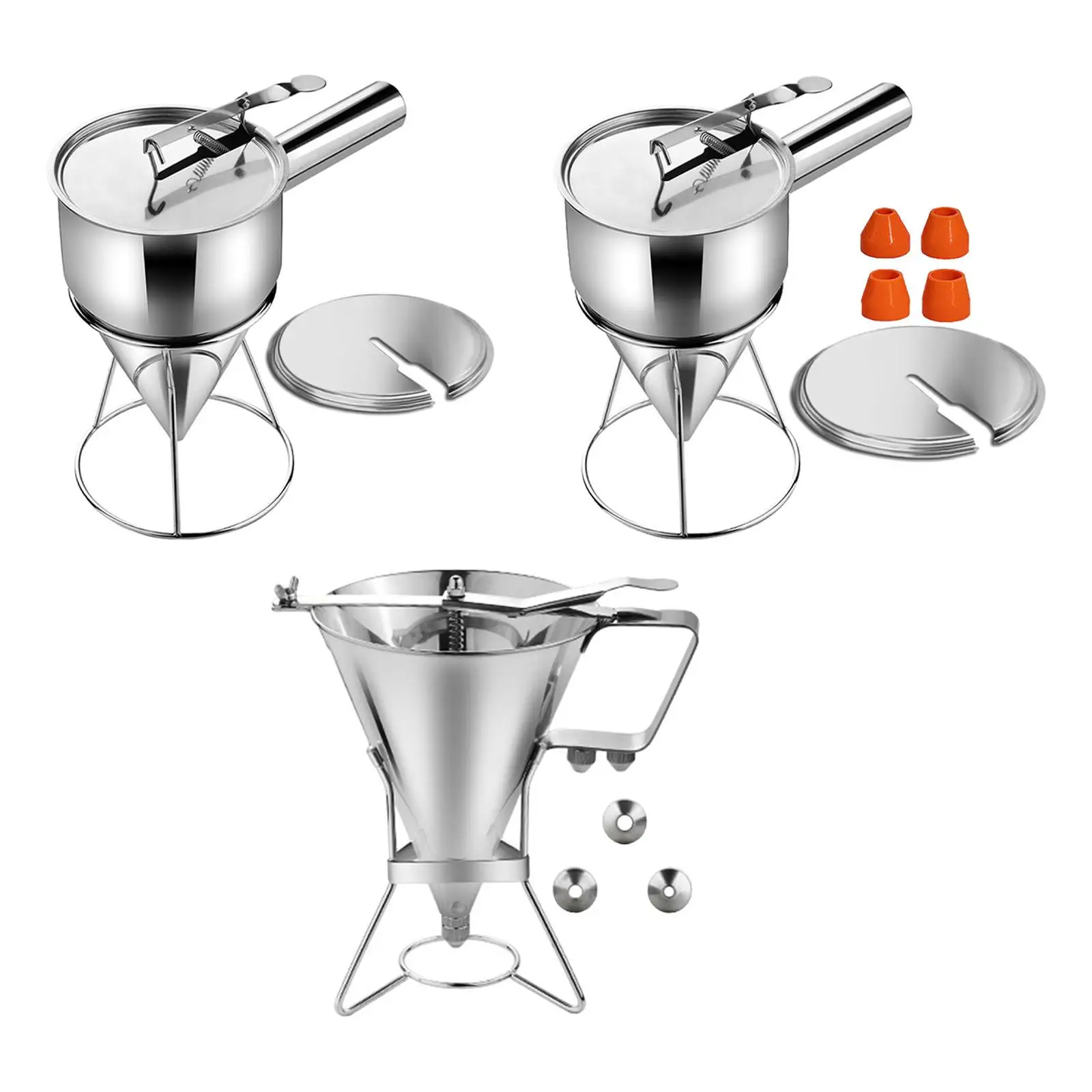 Batter Dispenser Batter Funnel Stainless Steel Confectionery Funnel Baking Gadget for Chocolate Takoyaki Pancakes Muffins