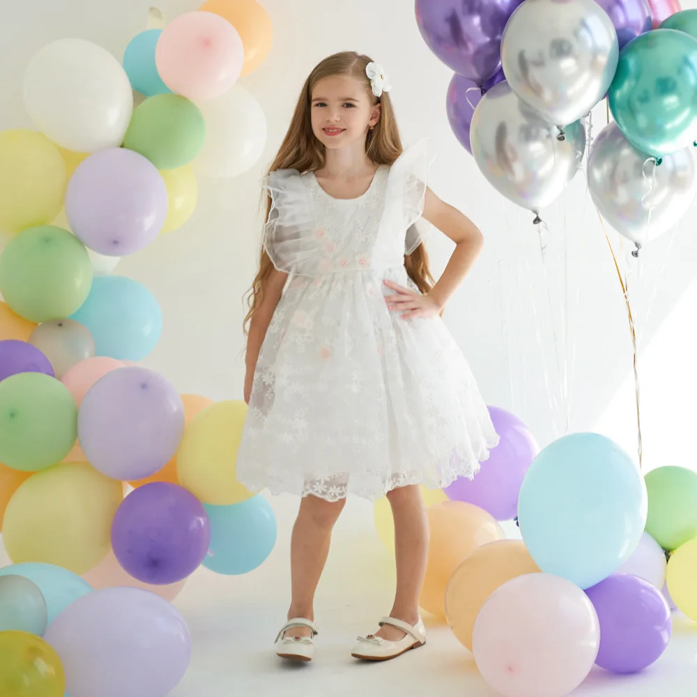 Kids Dresses for Girls Lace Christmas Clothes Elegant Girl Princess Party Dress Bridesmaid Pageant Dresses 3-8Y Girl Casual Wear