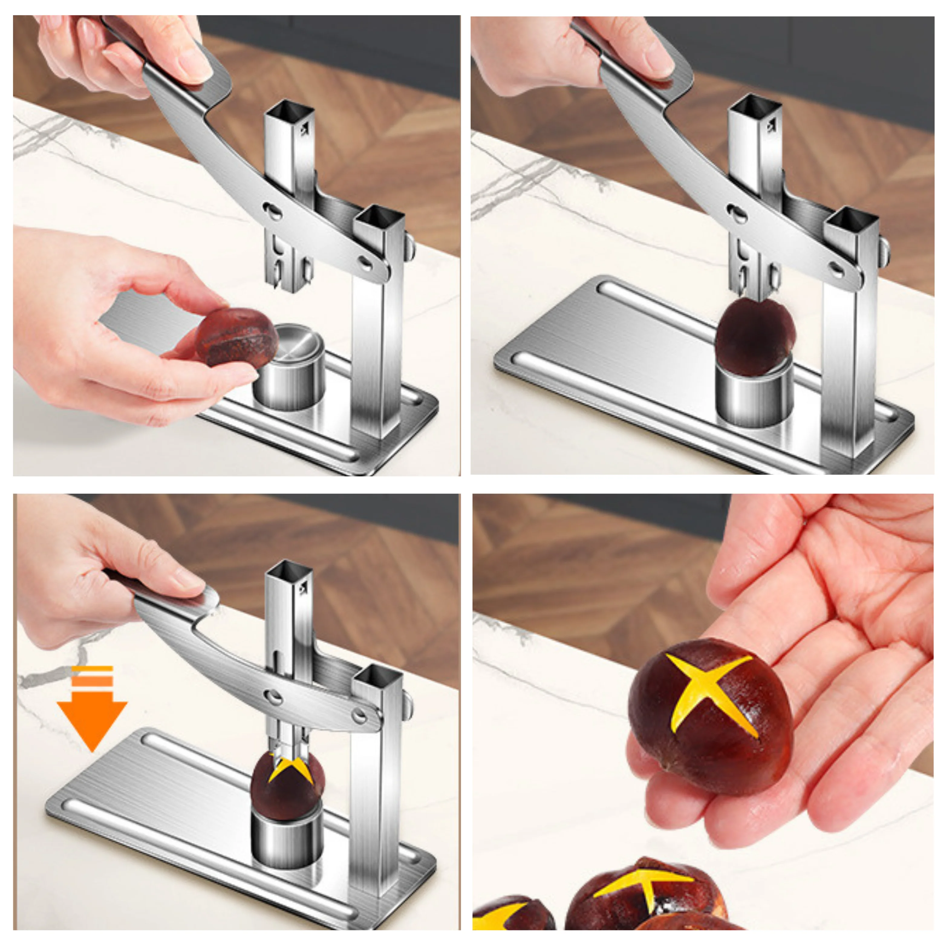 الفولاذ المقاوم للصدأ الثقيلة الكستناء المفرقع المحمولة كسارة البندق Cutte الكستناء كليب عدم الانزلاق مقبض الجوز فتاحة أداة أدوات