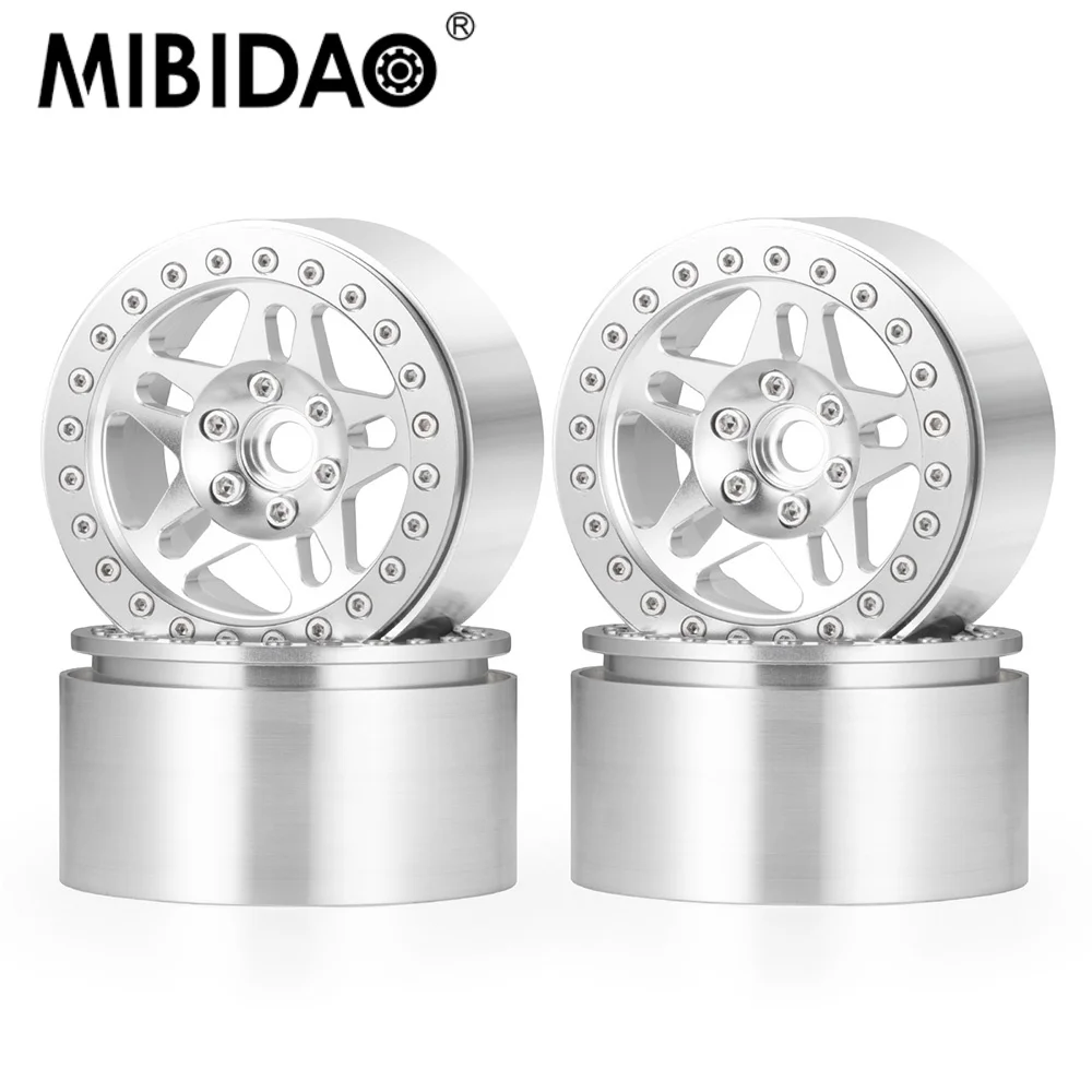 MIBIDAO Metal 2.2 Inch Beadlock Wheel Rim Tire Set for 1:10 90048(RR10) RC Crawler Car Upgrade Parts